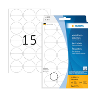 Herma 2279 étiquettes inviolables perforées Ø 32 mm (240 étiquettes) - transparent 230901