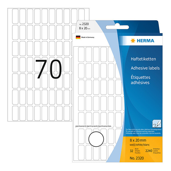 Herma 2320 étiquettes multifonction 8 x 20 mm (2240 étiquettes) - blanc 230699 - 1