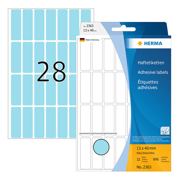 Herma 2363 multifunctionele etiketten 13 x 40 mm blauw (896 etiketten) 230667 - 1