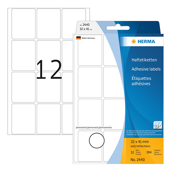 Herma 2440 étiquettes multifonction 32 x 41 mm (384 étiquettes) - blanc 230687 - 1