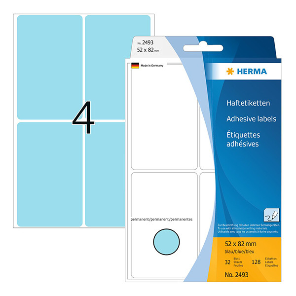 Herma 2493 étiquettes multifonction 52 x 82 mm (128 étiquettes) - bleu 230692 - 1