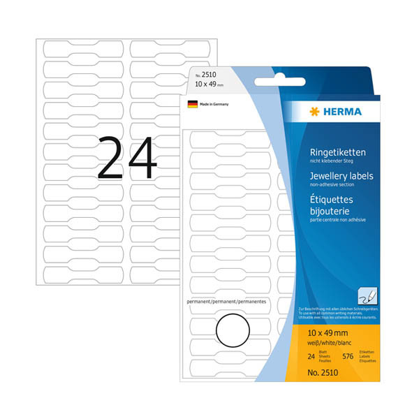 Herma 2510 étiquettes bijoux 10 x 49 mm (576 étiquettes) - blanc 230928 - 1