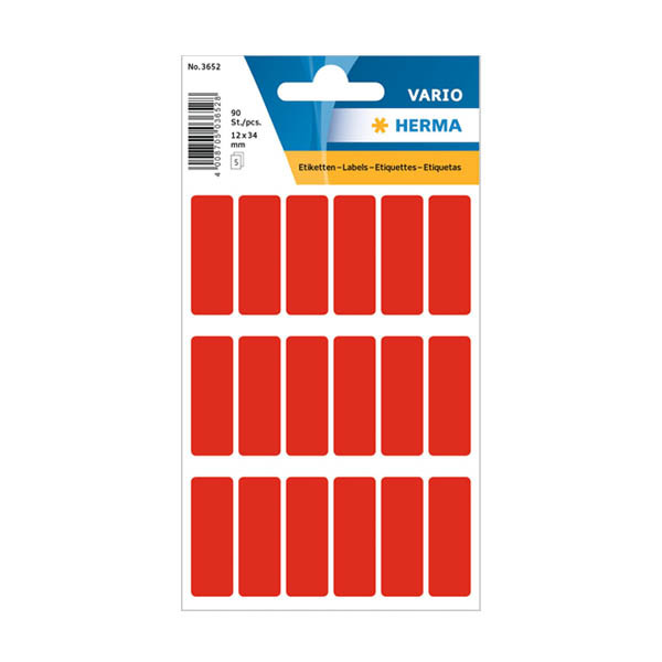 Herma 3652 étiquettes multifonctionnelles 12 x 34 mm (90 étiquettes) - rouge 230975 - 1