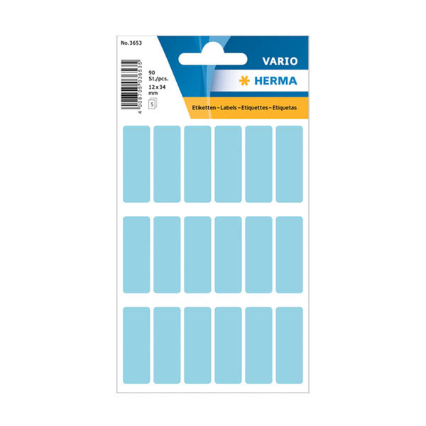Herma 3653 étiquettes multifonctionnelles 12 x 34 mm (90 étiquettes) - bleu 231022 - 1