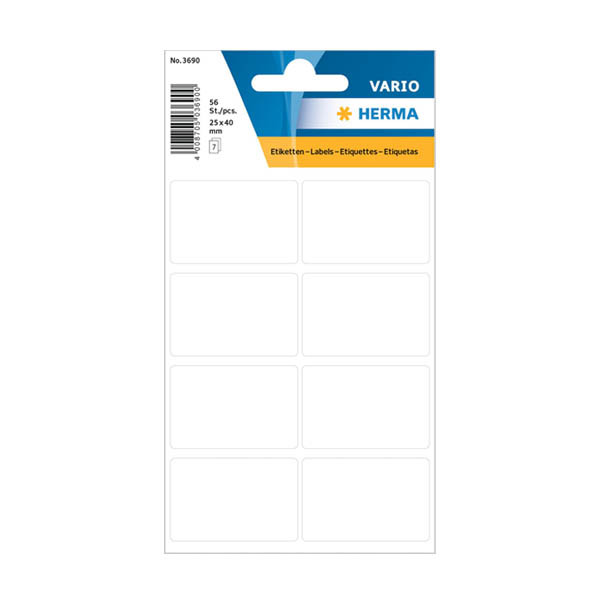 Herma 3690 étiquettes multifonctionnelles 25 x 40 mm (56 étiquettes) - blanc 230978 - 1