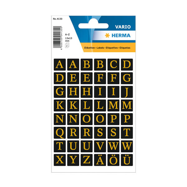 Herma 4130 étiquettes A-Z 13 x 13 mm (96 étiquettes) - noir/or 230964 - 1