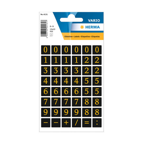 Herma 4131 étiquettes 0-9 13 x 13 mm (96 étiquettes) - noir/or 230950 - 1