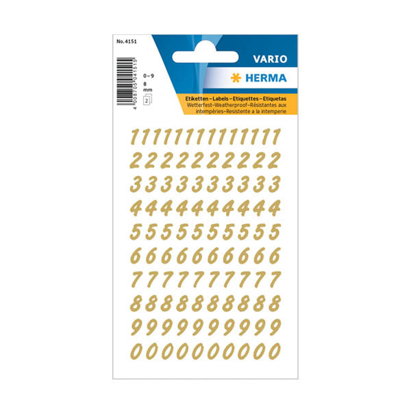 Herma 4151 étiquettes 0-9 8 mm (64 étiquettes) - or/transparent 230946 - 1