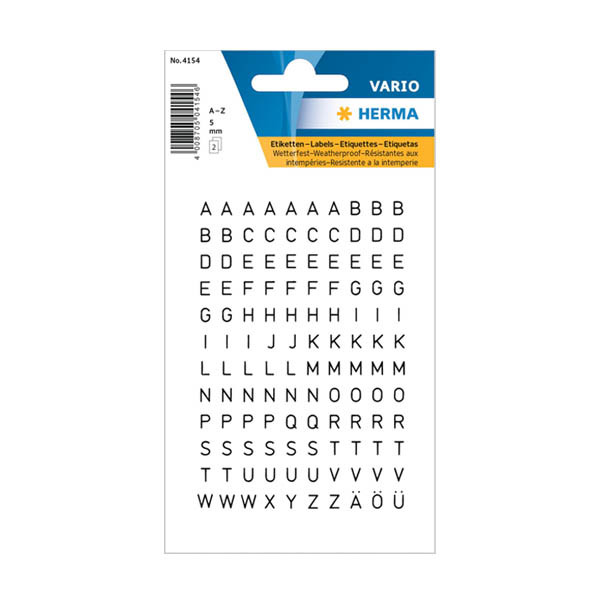 Herma 4154 étiquettes A-Z 5 mm (240 étiquettes) - noir/transparent 230966 - 1