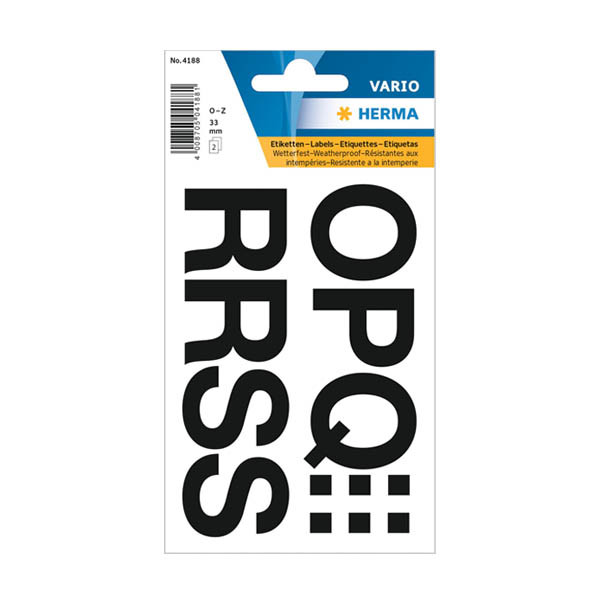 Herma 4188 étiquettes A-Z 33 mm, section O à Z (22 étiquettes) - noir 230967 - 1