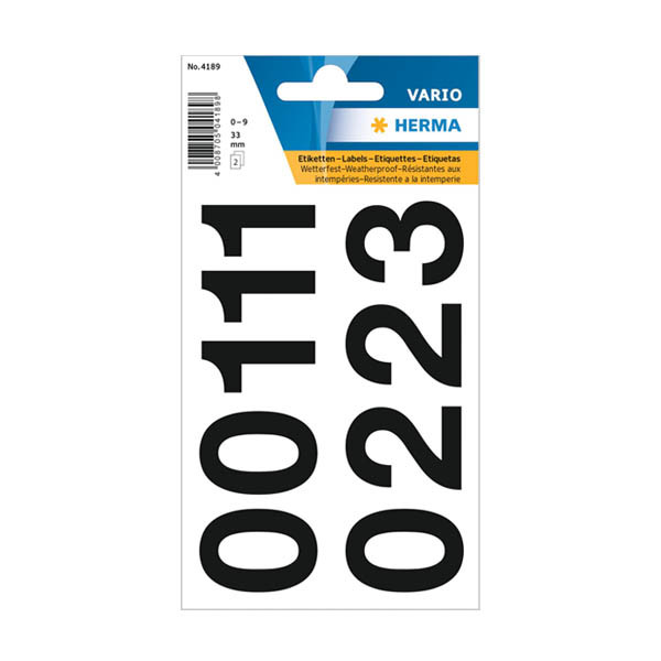 Herma 4189 étiquettes 0-9 33 mm (18 étiquettes) - noir 230949 - 1