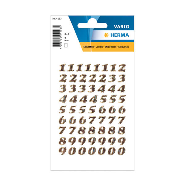 Herma 4193 étiquettes 0-9 8 mm (64 étiquettes) - or 230947 - 1