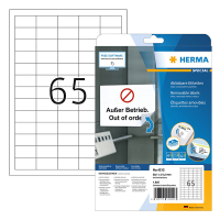 Herma 4212 étiquettes amovibles A4 38,1 x 21,2 mm (1625 étiquettes) - blanc 230638