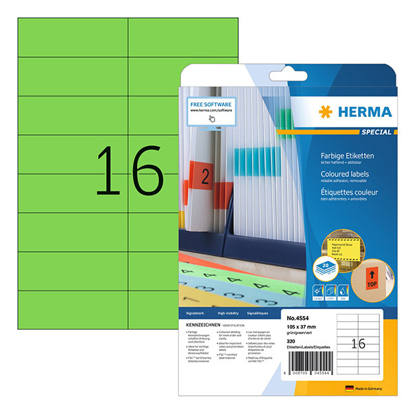 Herma 4554 étiquettes amovibles A4 105 x 37 mm (320 étiquettes) - vert 230802 - 1