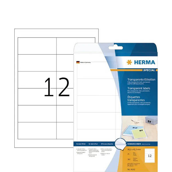 Herma 4682 étiquettes transparentes A4 97 x 42,3 mm (300 étiquettes) - mat 230913 - 1