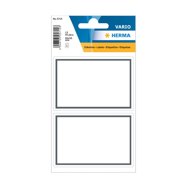 Herma 5715 étiquettes scolaires 82 x 55 mm (12 étiquettes) - blanc/gris 230932 - 1