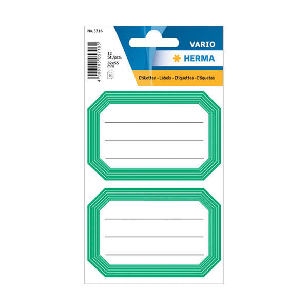 Herma 5716 étiquettes scolaires 82 x 55 mm (12 étiquettes) - blanc/vert 230934 - 1