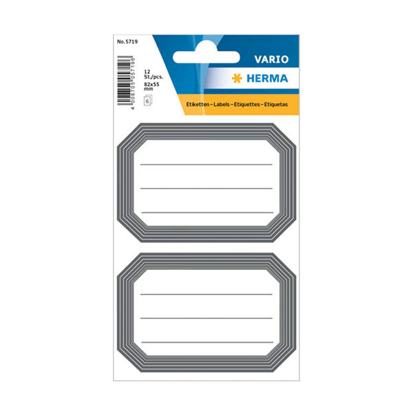 Herma 5719 étiquettes scolaires 82 x 55 mm (12 étiquettes) - blanc/gris 230933 - 1
