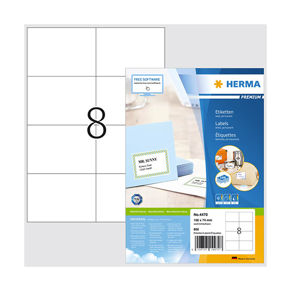 Herma Premium 4470 étiquettes adhésives permanentes 105 x 74 mm (800 étiquettes) - blanc 238470 - 1