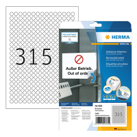 Herma Special 4385 verwijderbare etiketten A4 Ø 10 mm rond wit (7.875 etiketten) 230653