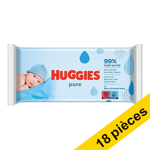 Offre : 18x Huggies Pure lingettes pour bébé (56 pièces) SHU00040 - 1