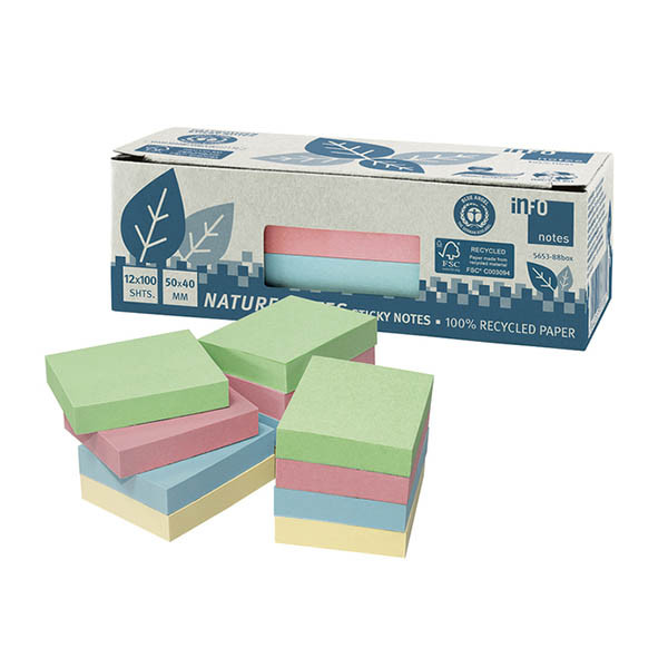 Info Notes notes autocollantes assortiment 50 x 40 mm (12 pièces) - nature 303197 - 1