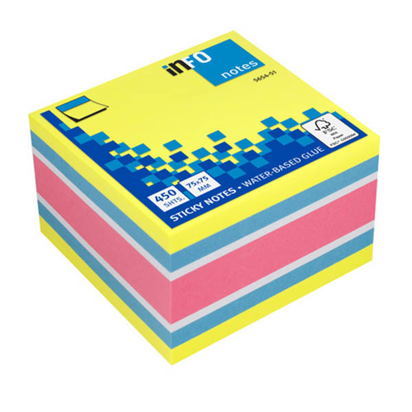 Info Notes notes autocollantes cube 75 x 75 mm (450 feuilles) - vif 303212 - 1