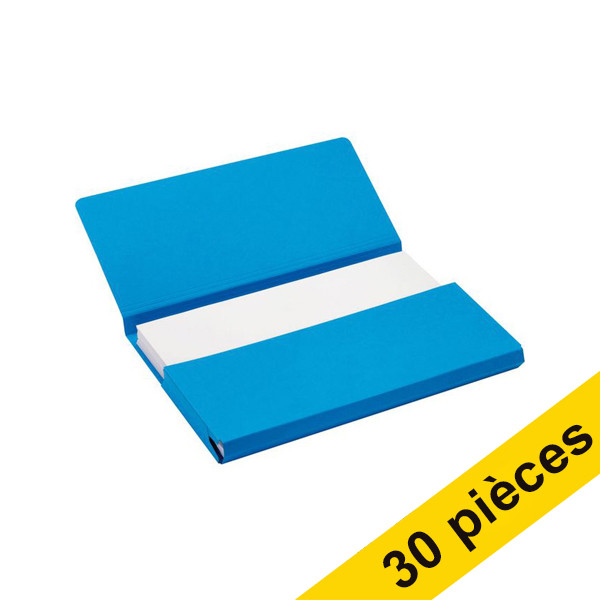 Offre : 3x Jalema Secolor Pocket-file pochette documents en carton folio (10 pièces) - bleu 234804 - 1
