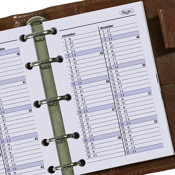 Kalpa A5 organiseur avec recharge d'agenda semainier et répartition par heure (1 semaine sur 2 pages) bilingue - brun ombré 262569 - 4