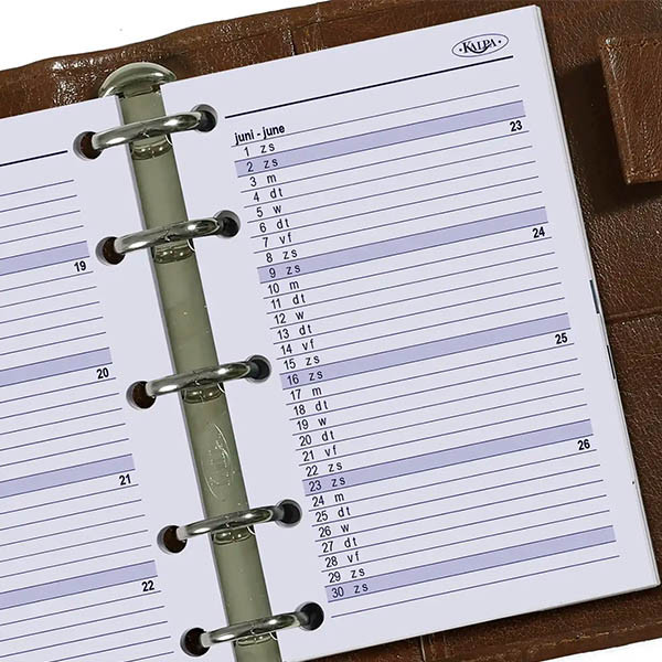 Kalpa A5 organiseur avec recharge d'agenda semainier et répartition par heure (1 semaine sur 2 pages) bilingue - brun ombré 262569 - 5