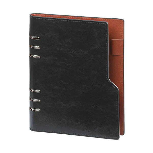 Kalpa A5 organiseur compact avec recharge d'agenda semainier avec répartition par heure (1 semaine sur 2 pages) bilingue - noir 262572 - 1