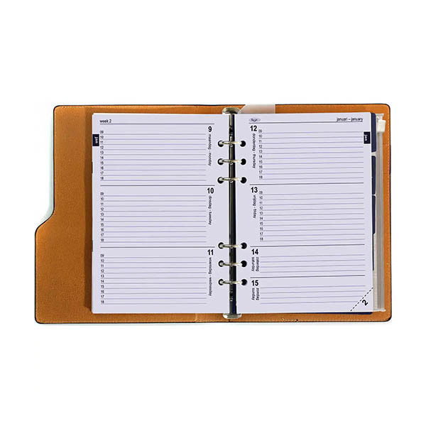 Kalpa A5 organiseur compact avec recharge d'agenda semainier avec répartition par heure (1 semaine sur 2 pages) bilingue - noir 262572 - 4