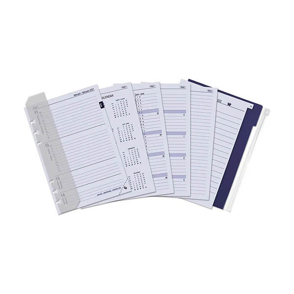 Kalpa A5 organiseur compact avec recharge d'agenda semainier avec répartition par heure (1 semaine sur 2 pages) bilingue - noir 262572 - 7