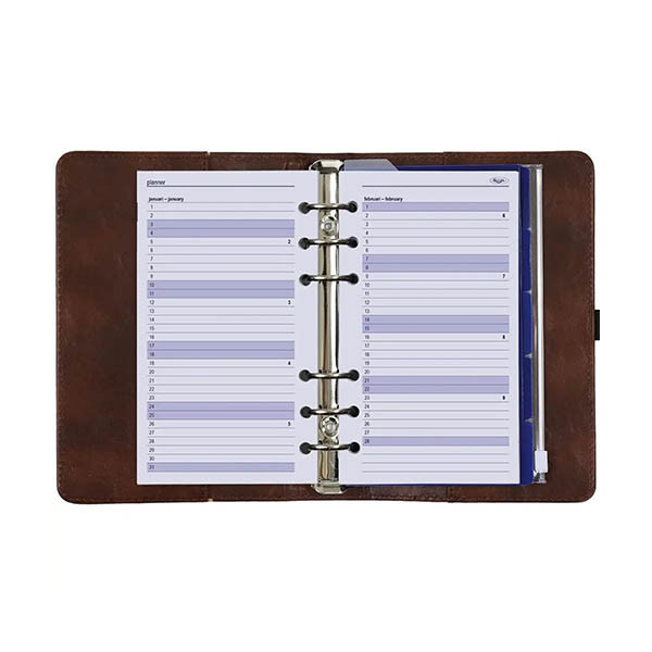 Kalpa Personal organiseur avec agenda semainier (1 semaine sur 2 pages) 4 langues - marron châtaigne 406165 - 5