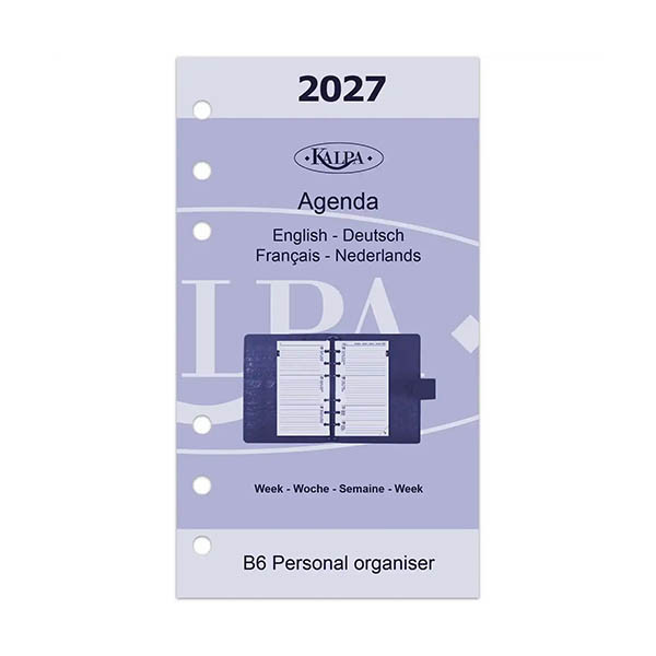 Kalpa Personal recharge d'agenda semainier 2027 (1 semaine par 2 pages) 4 langues 262597 - 2