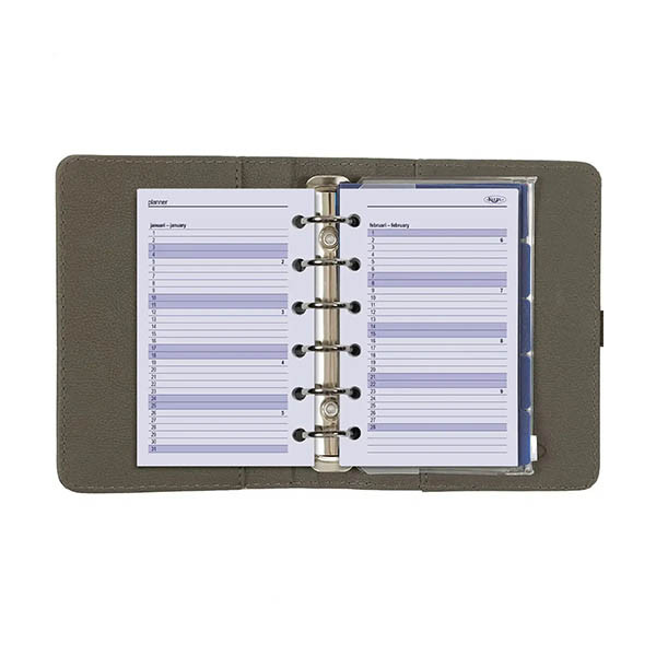 Kalpa Pocket organiseur avec agenda semainier grainé (1 semaine sur 2 pages) 4 langues - gris 406167 - 5