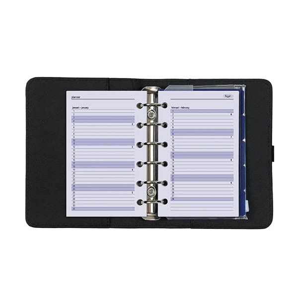 Kalpa Pocket organiseur avec agenda semainier grainé (1 semaine sur 2 pages) 4 langues - noir 406196 - 5