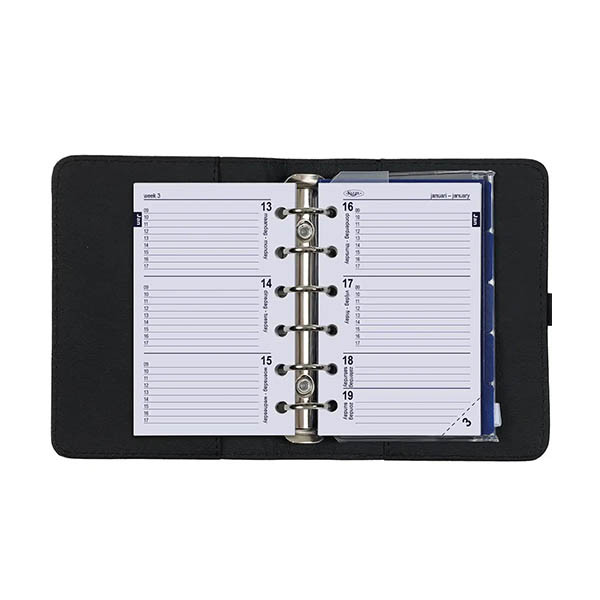 Kalpa Pocket organiseur avec agenda semainier grainé (1 semaine sur 2 pages) 4 langues - noir 406196 - 6