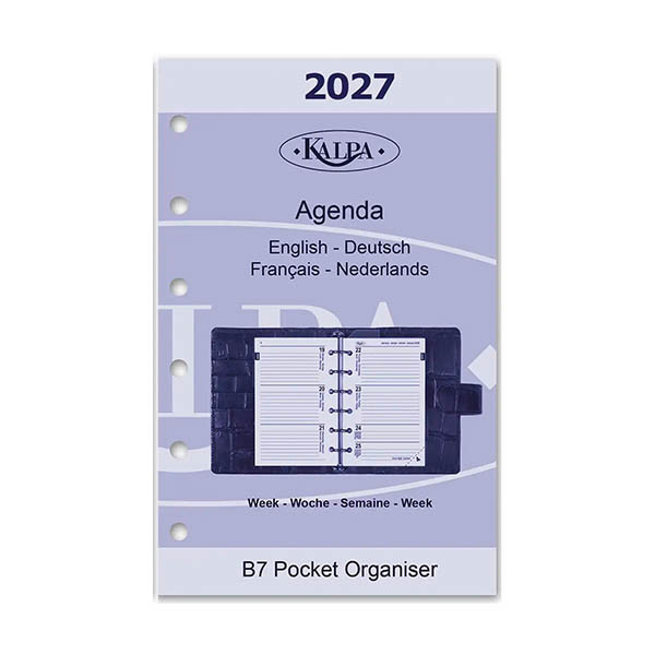 Kalpa Pocket recharge 2027 agenda semainier avec horaire,(1 semaine sur 2 pages) 4 langues 262598 - 2