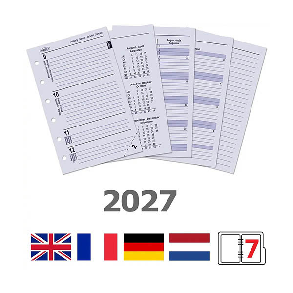 Kalpa Pocket recharge d'agenda semainier 2027 (1 semaine sur 2 pages) 4 langues 262598 - 1