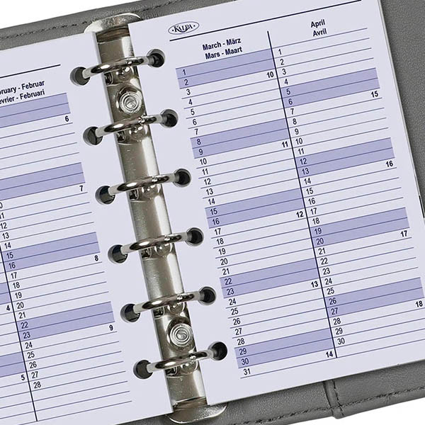 Kalpa Pocket recharge d'agenda semainier 2027 (1 semaine sur 2 pages) 4 langues 262598 - 4