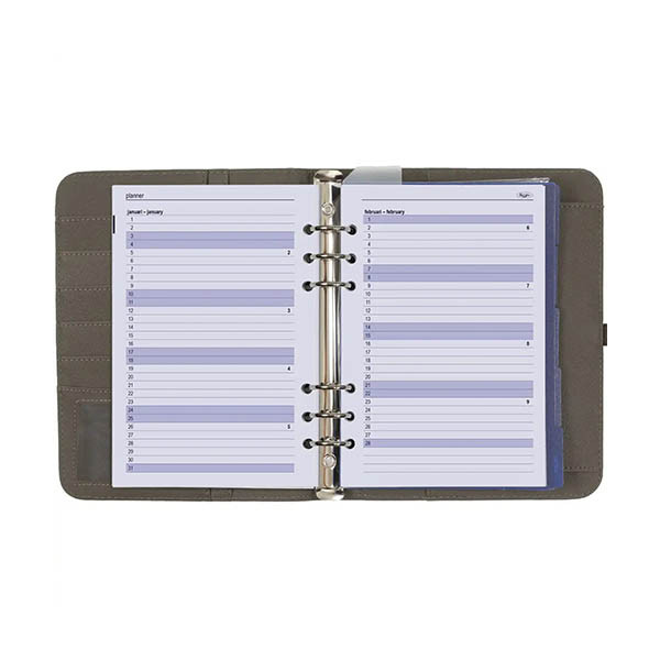 Kalpa organiseur A5 avec agenda semainier à horaires grainé (1 semaine sur 2 pages) 4 langues - gris 406160 - 5