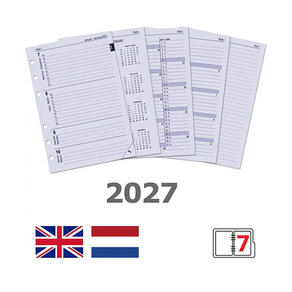 Kalpa organiseur A5 avec agenda semainier à horaires grainé (1 semaine sur 2 pages) 4 langues - gris 406160 - 7