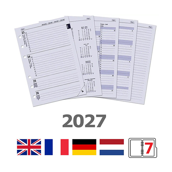 Kalpa organiseur A5 avec agenda semainier à horaires grainé (1 semaine sur 2 pages) 4 langues - noir 406190 - 8
