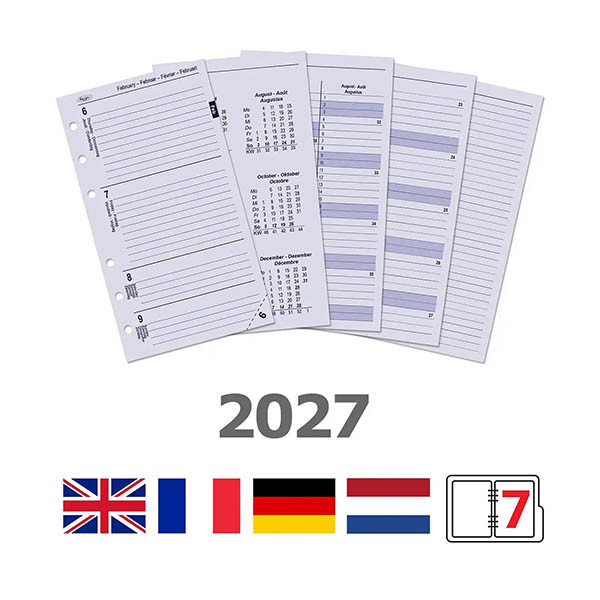 Kalpa recharge 2027 agenda semainier personnel avec horaire (1 semaine par 2 pages) 4 langues 262597 - 1