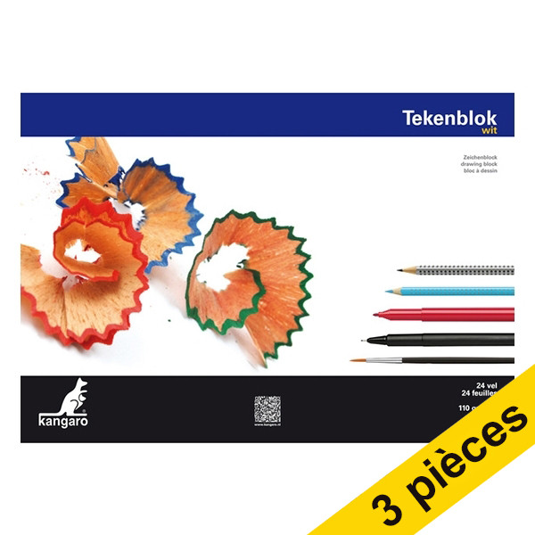 Offre: 3x Kangaro bloc de croquis A3 110 g/m² (24 feuilles) 056693 - 1