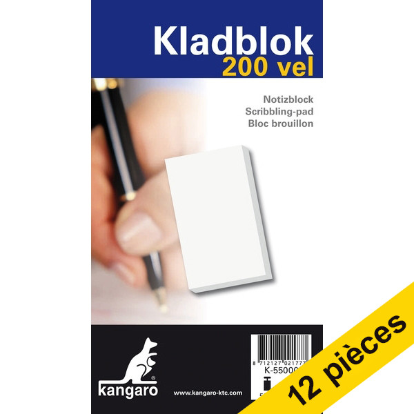 Offre : 12x Kangaro bloc de brouillon 115 x 198 mm 200 feuilles 056771 - 1