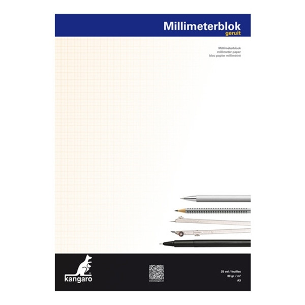 Kangaro Papier millimétré A3 25 feuilles (80 g/m2) 205496 - 1