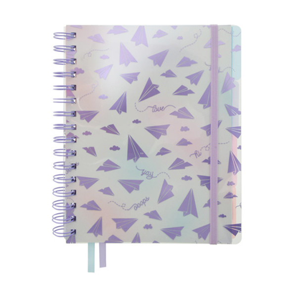 Kangaro Purple Passion cahier spirale A5 ligné 4 onglets 70 g/m² 100 feuilles - avions en papier 056728 - 1