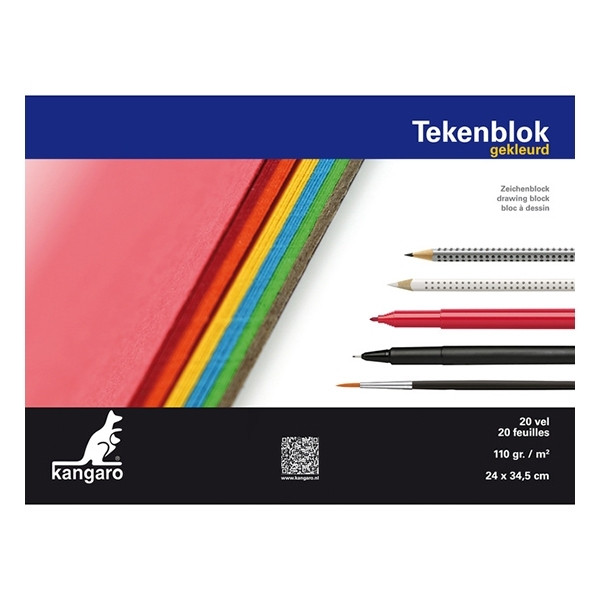 Kangaro bloc de croquis coloré 34,5 x 24 cm 110 g/m² (20 feuilles) 205491 - 1